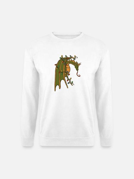 Drache mit Weihnachtslichtern - Unisex Pullover - Weiß