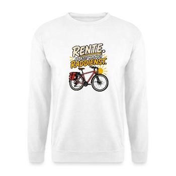 Rente: Ab jetzt nur noch Raddienst - Unisex Pullover - Weiß - Vorne - Alina (178cm) & Michal (187cm)