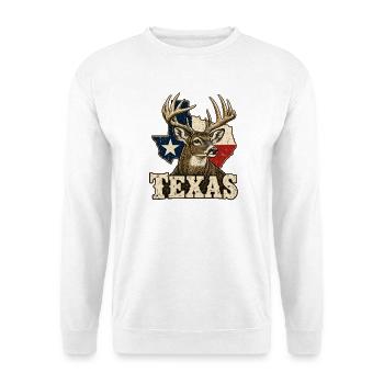 Texas Hirsch Flagge - Unisex Pullover - Weiß - Vorne - Alina (178cm) & Michal (187cm)