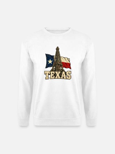 Texas Fahne und Bohrturm - Unisex Pullover - Weiß