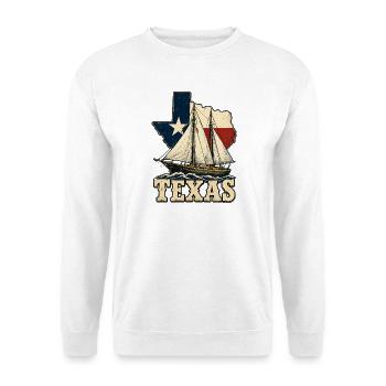 Texas Segelboot Vintage - Unisex Pullover - Weiß - Vorne - Alina (178cm) & Michal (187cm)