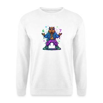 Cyberpunk Capybara Streetwear Zukunft Gamer - Unisex Pullover - Weiß - Vorne - Alina (178cm) & Michal (187cm)