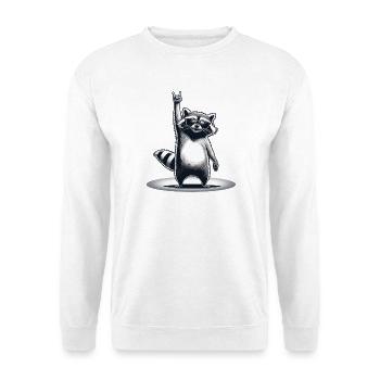Retro Raccoon Rock-Musik Geschenk Männer Kinder Frauen - Unisex Pullover - Weiß - Vorne - Alina (178cm) & Michal (187cm)