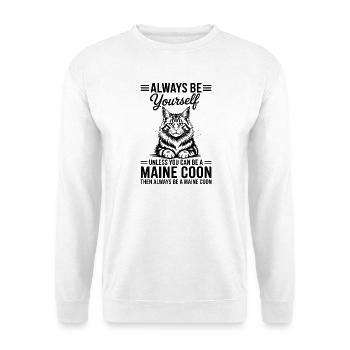 Maine Coon Sprüche Lustiges Maine Coon Geschenk - Unisex Pullover - Weiß - Vorne - Alina (178cm) & Michal (187cm)