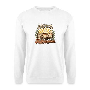 Ruhestand Geschenk Kollege Abschied Kaffeepause - Unisex Pullover - Weiß - Vorne - Alina (178cm) & Michal (187cm)