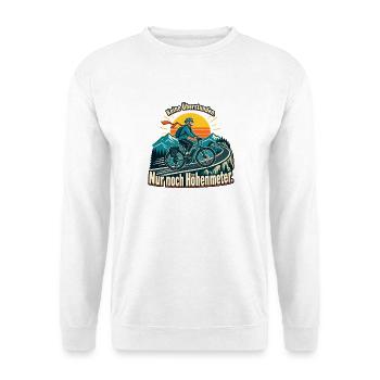 Rentner Radfahrer Ruhestand Fahrrad Höhenmeter - Unisex Pullover - Weiß - Vorne - Alina (178cm) & Michal (187cm)