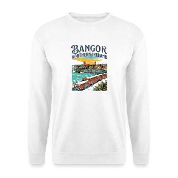 Bangor Northern Ireland Coastal City Skyline - Unisex Pullover - Weiß - Vorne - Alina (178cm) & Michal (187cm)