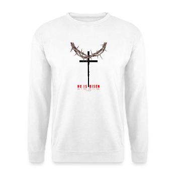 Er Ist Auferstanden Christ Died For Our Sins Krez - Unisex Pullover - Weiß - Vorne - Alina (178cm) & Michal (187cm)