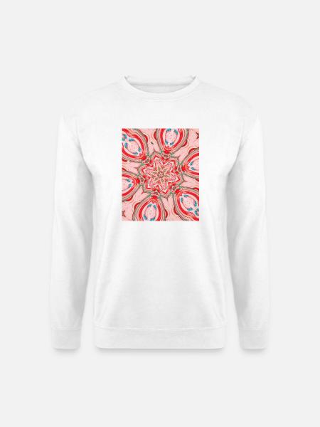 Kaleidoskope rosa-rot Mandala  - Unisex Pullover - Weiß