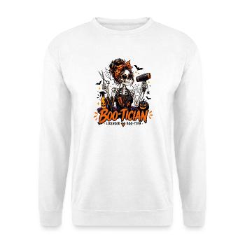 Boo-Tician Halloween-Friseurin Skelettfriseur - Unisex Pullover - Weiß - Vorne - Alina (178cm) & Michal (187cm)