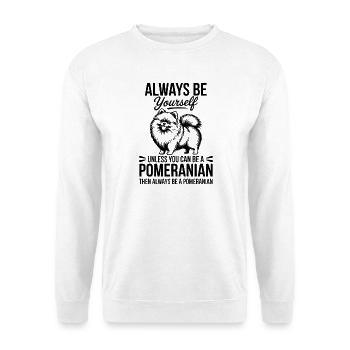Zwergspitz Sprüche Lustiges Pomeranian Geschenk - Unisex Pullover - Weiß - Vorne - Alina (178cm) & Michal (187cm)