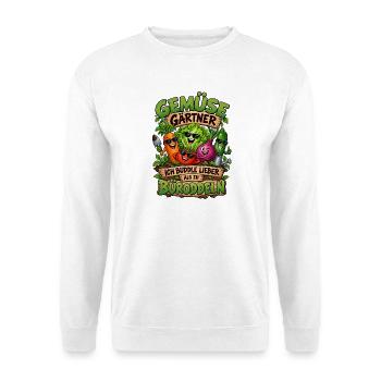 Gemüse Gärtner Ich buddle lieber als zu büroddeln - Unisex Pullover - Weiß - Vorne - Alina (178cm) & Michal (187cm)
