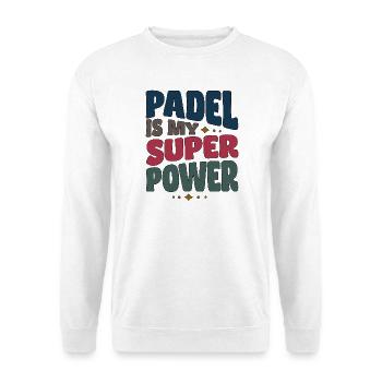 Padel Spielerin Spieler Padel is my Superpower - Unisex Pullover - Weiß - Vorne - Alina (178cm) & Michal (187cm)
