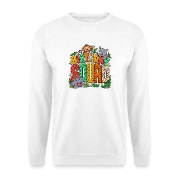 Geburtstagsgruppe Safari Tiere Geburtstagskind - Unisex Pullover - Weiß - Vorne - Alina (178cm) & Michal (187cm)