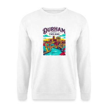Durham England Historic City Skyline Art - Unisex Pullover - Weiß - Vorne - Alina (178cm) & Michal (187cm)