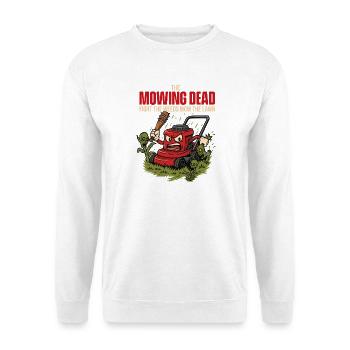 The Moging Dead – Lustige Rasenmähen von Zombie-Unkräutern - Unisex Pullover - Weiß - Vorne - Alina (178cm) & Michal (187cm)