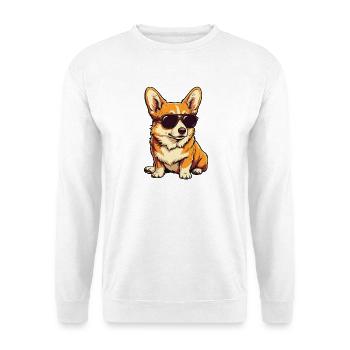 Corgi mit Sonnenbrille – Corgi Mama Corgi Papa - Unisex Pullover - Weiß - Vorne - Alina (178cm) & Michal (187cm)