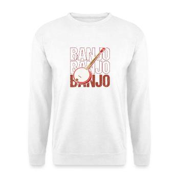 Banjo Beat Retro Illustration - Unisex Pullover - Weiß - Vorne - Alina (178cm) & Michal (187cm)