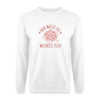 Papa macht die weltbeste Pizza Retro Pizzabäcker - Unisex Pullover - Weiß - Vorne - Alina (178cm) & Michal (187cm)