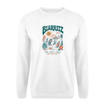 Biarritz 2026 Surf Insel Vibes - Unisex Pullover - Weiß - Vorne - Alina (178cm) & Michal (187cm)