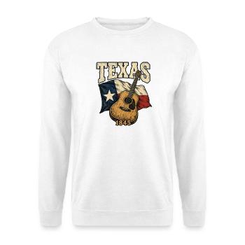 Texas Musik 1845 Gitarre - Unisex Pullover - Weiß - Vorne - Alina (178cm) & Michal (187cm)