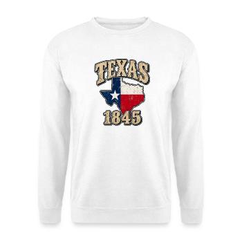 Texas 1845 Vintage Patch - Unisex Pullover - Weiß - Vorne - Alina (178cm) & Michal (187cm)