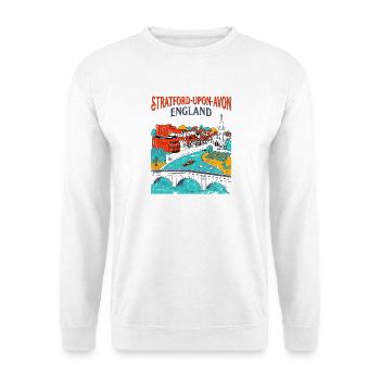 Retro Stratford Upon Avon England Travel - Unisex Pullover - Weiß - Vorne - Alina (178cm) & Michal (187cm)
