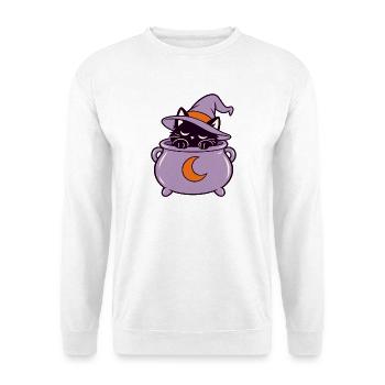 Katzenzauber im Hexenkessel - Unisex Pullover - Weiß - Vorne - Alina (178cm) & Michal (187cm)