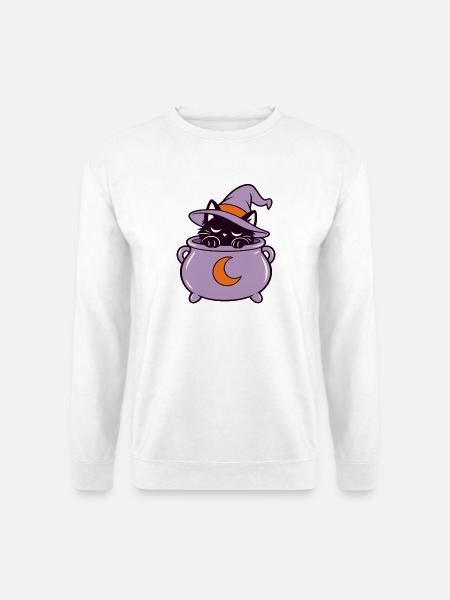 Katzenzauber im Hexenkessel - Unisex Pullover - Weiß