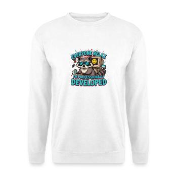 Alle entspannt sich, ich bin professionell entwickelt, schräg - Unisex Pullover - Weiß - Vorne - Alina (178cm) & Michal (187cm)