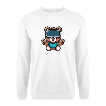 Bär Süß Comic Cartoon VR Virtual Reality - Unisex Pullover - Weiß - Vorne - Alina (178cm) & Michal (187cm)