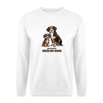 Entlebucher Sennenhund – Hunde Geschenk Idee - Unisex Pullover - Weiß - Vorne - Alina (178cm) & Michal (187cm)