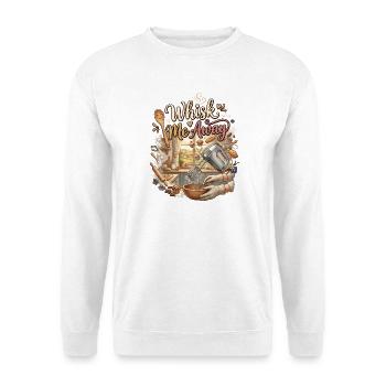 Whisk Me Away – Backen Humor Bäcker Geschenk - Unisex Pullover - Weiß - Vorne - Alina (178cm) & Michal (187cm)