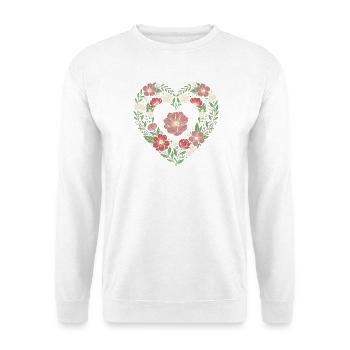 Floral Heart Wildblumen-Design - Unisex Pullover - Weiß - Vorne - Alina (178cm) & Michal (187cm)