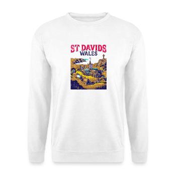 City St Davids Wales Historic Cathedral - Unisex Pullover - Weiß - Vorne - Alina (178cm) & Michal (187cm)