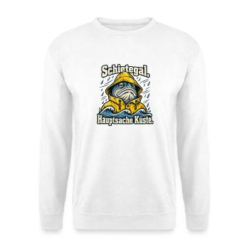 Norddeutsch Fischkopp Küstenliebe Schietegal - Unisex Pullover - Weiß - Vorne - Alina (178cm) & Michal (187cm)