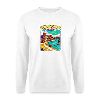 City Retro Windsor England Castle and River - Unisex Pullover - Weiß - Vorne - Alina (178cm) & Michal (187cm)