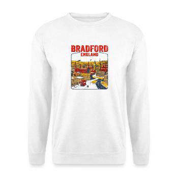 Vintage Bradford England Industrial Cityscape Sept - Unisex Pullover - Weiß - Vorne - Alina (178cm) & Michal (187cm)
