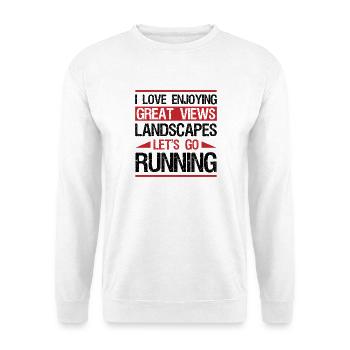 XC Running Gifts - Perfect XC Runner Design Idea - Unisex Pullover - Weiß - Vorne - Alina (178cm) & Michal (187cm)