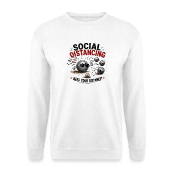  Social Distancing Please Respect My Throwing - Unisex Pullover - Weiß - Vorne - Alina (178cm) & Michal (187cm)