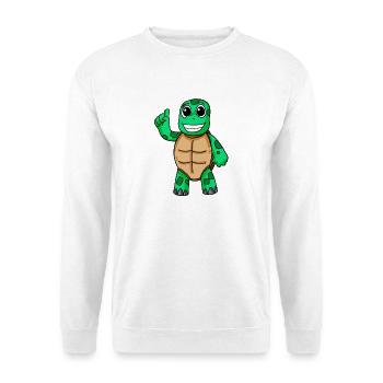 Schildkröte Motiv - Unisex Pullover - Weiß - Vorne - Alina (178cm) & Michal (187cm)