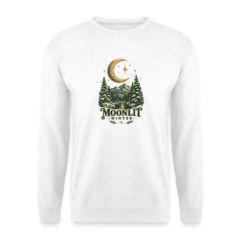 Mondbeschienener Winterwappen - Unisex Pullover - Weiß - Vorne - Alina (178cm) & Michal (187cm)