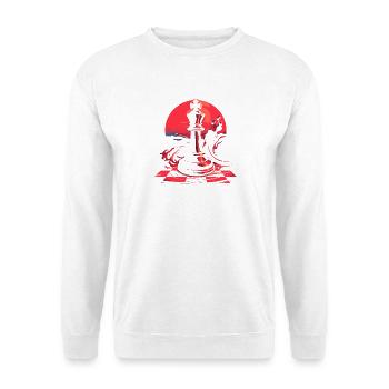 90er Schachfigur - Unisex Pullover - Weiß - Vorne - Alina (178cm) & Michal (187cm)