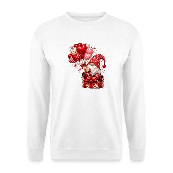 Wichtel Valentinstag Liebe Zwerg Geschenk Herzen - Unisex Pullover - Weiß - Vorne - Alina (178cm) & Michal (187cm)