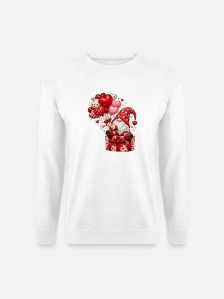 Wichtel Valentinstag Liebe Zwerg Geschenk Herzen - Unisex Pullover - Weiß