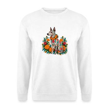 Dia De Los Muertos Hundeskelett Sugarskull - Unisex Pullover - Weiß - Vorne - Alina (178cm) & Michal (187cm)