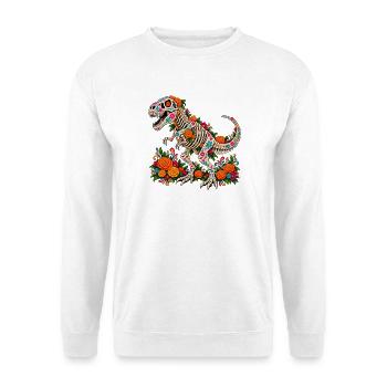 Dia De Los Muertos Dinosaurierskelett - Unisex Pullover - Weiß - Vorne - Alina (178cm) & Michal (187cm)