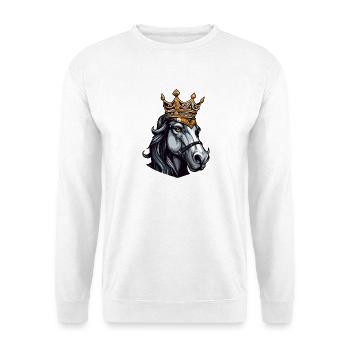 Pferd Kopf mit Krone - Unisex Pullover - Weiß - Vorne - Alina (178cm) & Michal (187cm)
