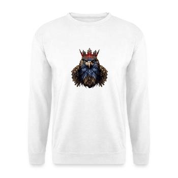 Adler Kopf mit Krone - Unisex Pullover - Weiß - Vorne - Alina (178cm) & Michal (187cm)