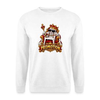 Königspromo: Königlicher Stuhl und Bling - Unisex Pullover - Weiß - Vorne - Alina (178cm) & Michal (187cm)